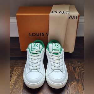 $1130 New 100% Authentic LouisVuitton LV Women Charlie Sneaker White Green 39 9